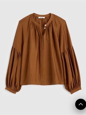 Shirred Balloon-Sleeve Top